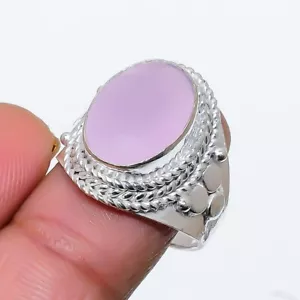 Rose Quartz Gemstone Handmade 925 Sterling Silver Jewelry Ring Sz 7 (US) - Picture 1 of 1