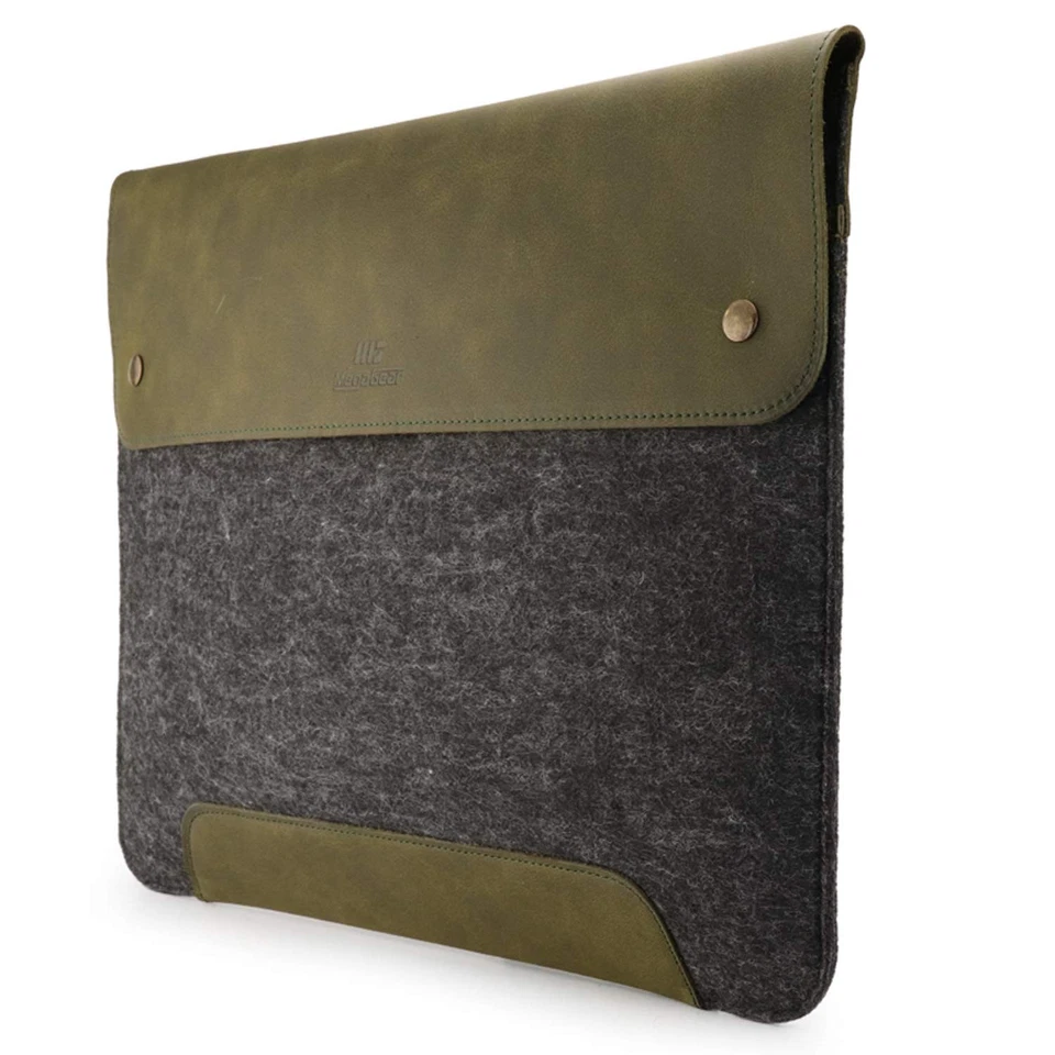 Housse MacBook en Cuir Véritable et Polaire pour MacBook Pro et MacBook Air -... - Photo 1/4