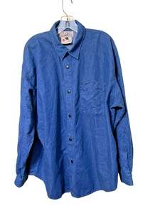 Gene Ewing BIS Denim Blouse Wrinkled Rich Denim Size L Vintage - Picture 1 of 5