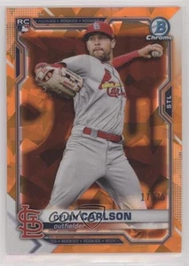 2021 Bowman Chrome Sapphire Edition rifrattore arancione /75 Dylan Carlson Rookie RC - Foto 1 di 4