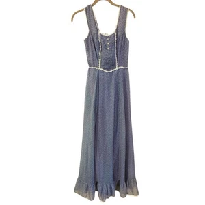 Vintage 70s Sassy Lassy Dress Size 7 Prairie Peasant Sleeveless Lace Up Back - Picture 1 of 12