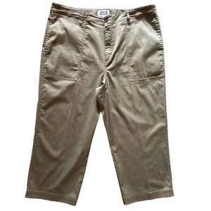 Chicos Design Olive Green Cropped Pants Size 3 or XL 16 Womens Utility Capri - Picture 1 of 6