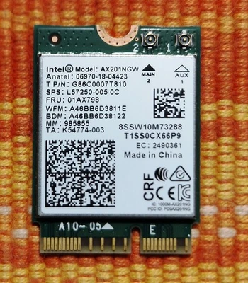 Modulo Scheda Wifi 6 Intel AX201NGW Dual Band Bt 5.0 Pcie M.2 - Immagine 1 di 2