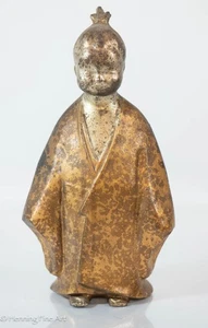 Estatua dorada japonesa vintage Okimono de niño con túnicas, niño desinteresado, firmada - Imagen 1 de 10
