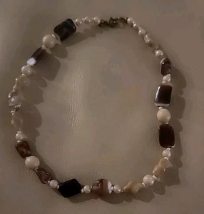 Beautiful Vintage Rectangular Agate 1/2" Wide Beads 16" Necklace Choker  - Picture 1 of 7