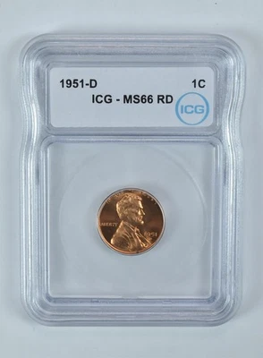 1951-D Lincoln Wheat Cent MS66 RD ICG *9733 - Image 1 of 4
