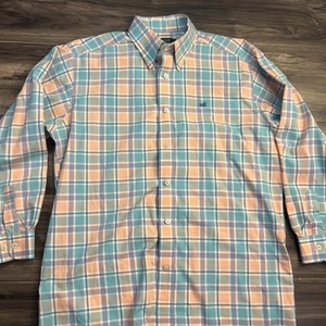 Southern Marsh Shirt Mens Medium Orange Blue Plaid Button Up Outdoor casual - Picture 1 of 8
