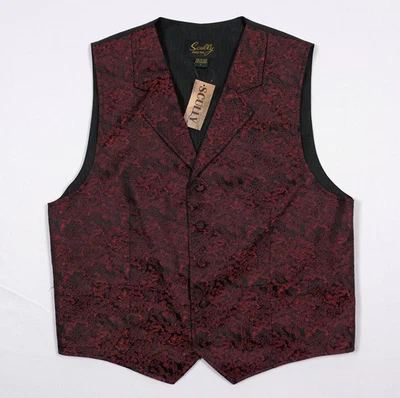 NEW! Scully Dragon Print Waistcoat Vest Men's L /Tux /Best Man ~ Western Style - Image 1 of 4