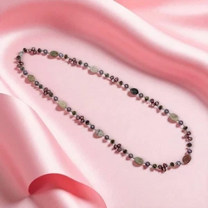 Collar de perlas de agua dulce y ópalo peruano rosa natural de 34" con plata .925 - Imagen 1 de 5