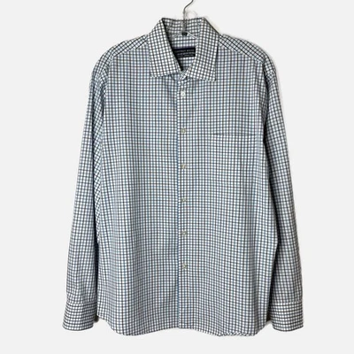 Geoffrey Beene Men’s Dress Shirt 34/35 Checked Blue Gray Button Up Classic Fit - Image 1 of 4