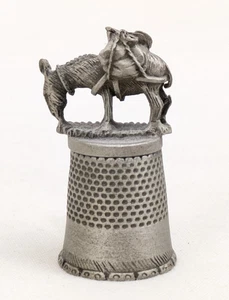 Fort USA Pewter Thimble Donkey Figure Vintage Metal Burro Mule Pack Animal Top - Picture 1 of 19