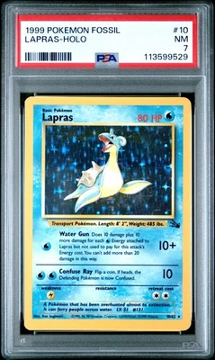 Pokémon Fossil #10 Lapras-Holo 1999 PSA casi nuevo 7 Foto 1 de 2