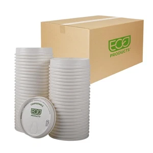 Eco-Products Kompostierbare Papier Kaffeetasse Deckel, Kiste mit 1000, Weiß Grün Stri... - Bild 1 von 8