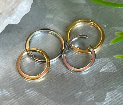 1pc Photochromatic Titanium Hinged Segment Ring Septum Hoop Helix Daith 16g - Image 1 of 2