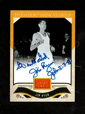 Assinaturas históricas da Era de Ouro 2012 JIM RYUN pista olímpica WR Mile HOF - Imagem 1 de 2