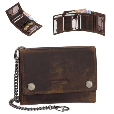 Greenland Montana RFID Bikerbörse Geldbörse Geldbeutel Kette braun Leder 191
