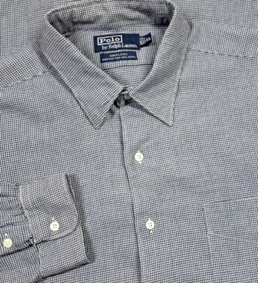 Camisa Polo Ralph Lauren De Colección Años 90 Hombres XL Azul Pata de Gallo Cuadros Mezcla de Lana Marlowe Foto 1 de 4