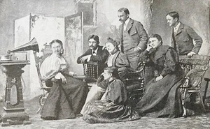 National GRAMOPHONE Co Antique 1897 Victorian Photo Ad~Family Listening to Music - Picture 1 of 3