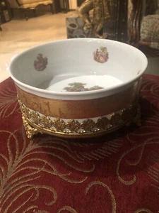 T. Limoges Vizavi Porcelain Bowl With 24k Gold Pedestal - Picture 1 of 7