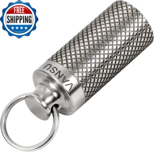 Titanium Waterproof Keychain Pill Holder Container,Portable Mini Size Pill Box C - Picture 1 of 18