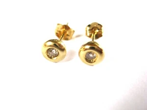 Earrings Gold 750 with Diamonds, 1.0 g - Picture 1 of 3