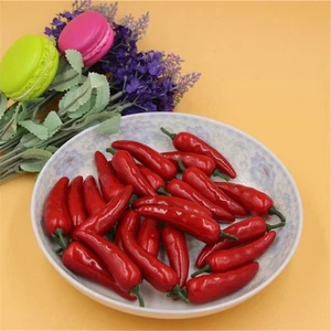50 pcs Realistic Mini Red Chili Peppers Fake Vegetables DIY Crafts Home Decor - Picture 1 of 4