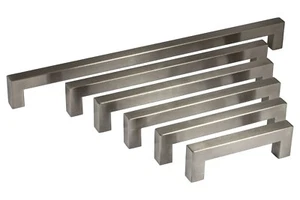 Schrankgriff Edelstahl Bügelgriff matt gebürstet 14 x 14 mm eckig lang Küche - Picture 1 of 18