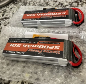 (2) YOUME POWER 3s 11.1 V 5200mAh 50C LI-POLY BATTERY - Picture 1 of 2