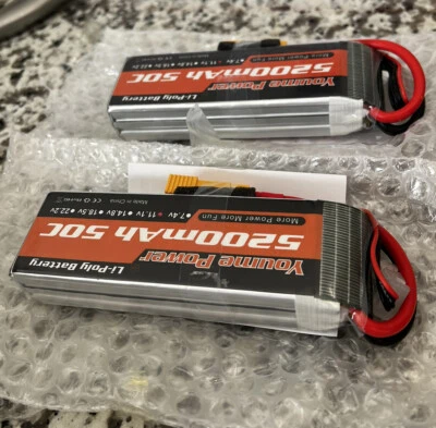 (2) YOUME POWER 3s  11.1 V  5200mAh 50C  LI-POLY BATTERY - Image 1 of 2