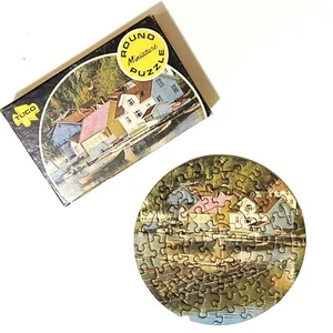 Vintage Tuco Miniature Puzzle Scene of Norwegian Harbor 55+ pieces Round - Picture 1 of 9