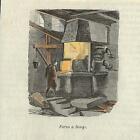 Stampa antica DONGO Forno metallurgico operaio al lavoro 1858 Antique Print