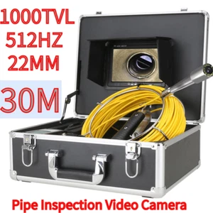 7" Monitor Sewer Pipe Inspection Video Camera Auto 1000TVL 512HZ 22MM HD 30M - Picture 1 of 17