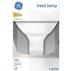 GE Clear 250W, BR 40 Bulb Type, Medium Base, 120V Infrared Reflector Heat Lamp - Picture 1 of 2