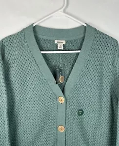 Neu mit Etikett L.L. Bean Pullover Damen grün 2X plus Korbgeflecht Button Down Strickjacke - Bild 1 von 8