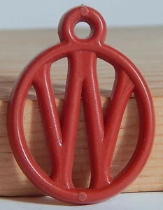 VINT 1950 CRACKER JACK OVAL LETTER "W" RED CHARM FOB - Picture 1 of 2
