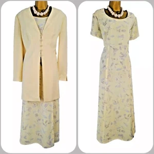 Jacques Vert Yellow Floral Dress and Jacket, Mother of the Bride, Wedding, UK18 - Picture 1 of 13
