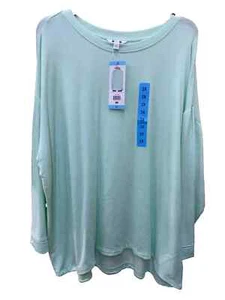 Three Dots Long Sleeve Speckled Pullover Teal Women's Size 3X New - Picture 1 of 2