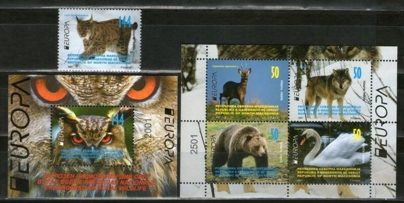 MACEDONIA DEL NORTE 2021 - EUROPA CEPT FAUNA NACIONAL EN PELIGRO DE EXTINCIÓN MNH Foto 1 de 1