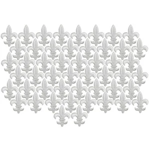 50-Pack Medium Fleur De Lis Applique Patch - Metallic Silver 1.75" (Iron on) - Picture 1 of 1