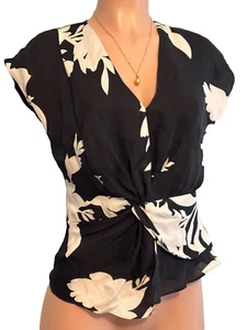NEW! JOIE Bosko Women XS V-Neck Stylish Twisted Front 100% Silk Top Color Caviar - Picture 1 of 10
