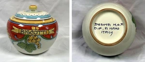 Barattolo ceramica Deruta fatto a mano Dip a Mano Italia barattolo biscotti biscotti grande - Foto 1 di 12