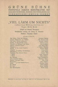 Thale 1927 Grüne Bühne Bergtheater Programm Viel Lärm um Nichts - Bild 1 von 5