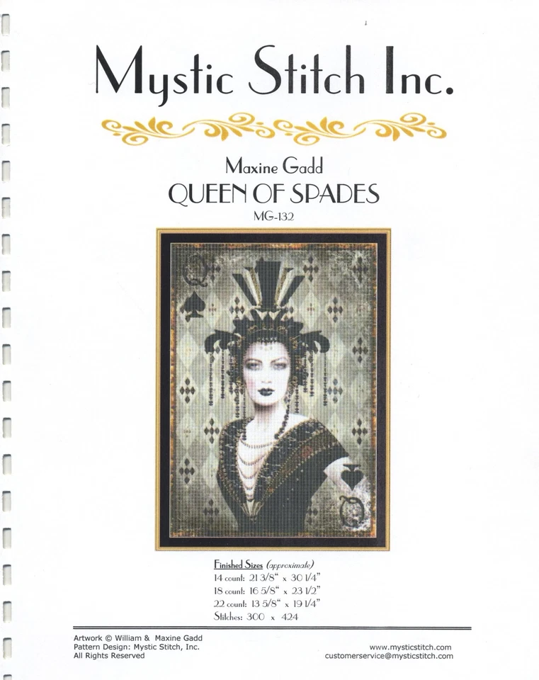 Mystic Stitch Inc. Cross Stitch Pattern "QUEEN OF SPADES" MG-132 - Image 1 of 1