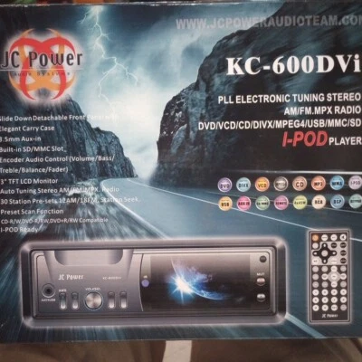 JC POWER KC-600DVi CAR DVD AM FM MPX RADIO DVD VCD CD DIVX MPRG4 USB SD NEW - Image 1 of 4