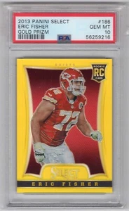 2013 ERIC FISHER PANINI SELECT GOLD PRIZM RC ROOKIE /10 CHEIFS #186 POP=1 - Picture 1 of 2