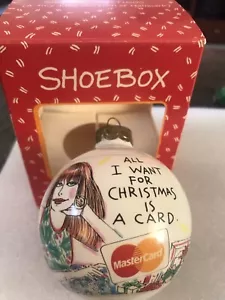 Hallmark Shoebox Ornament "All I Want Is A Card" MasterCard 1992 Glas mit Box - Bild 1 von 3