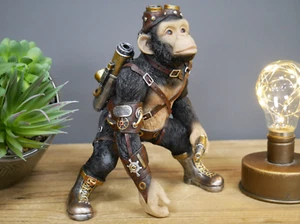 Steampunk Gothic Fantasy Themed Metallic Monkey Decorative Ornament Statue - Picture 1 of 5