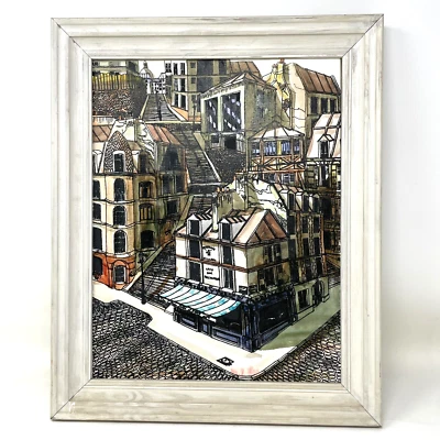 Paris Street Scene Painting Vintage Framed Signed 13.5" x 16.5" French - Image 1 of 4