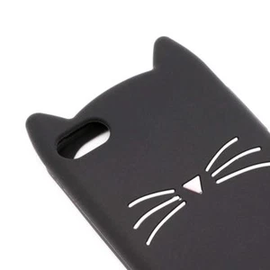 Para iPod Touch 5ta 6ta 7a Generación - ESTUCHE DE GOMA DE SILICONA SUAVE NEGRO OREJAS DE GATO GATITO - Imagen 1 de 6