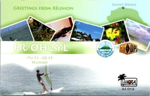 VTG HAM RADIO CQ QSL QSO CARD FR/OH2YL REUNION ISLAND - Picture 1 of 2